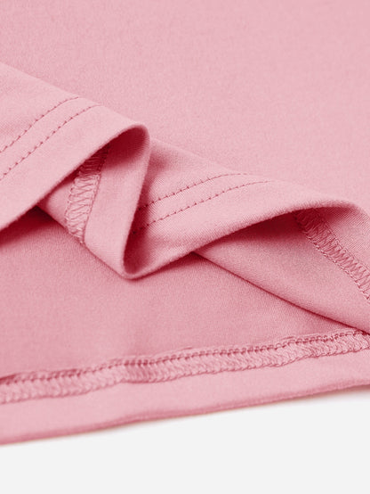 Close-up of pink Better Days Ahead Graphic T-Shirt fabric with stitching details.