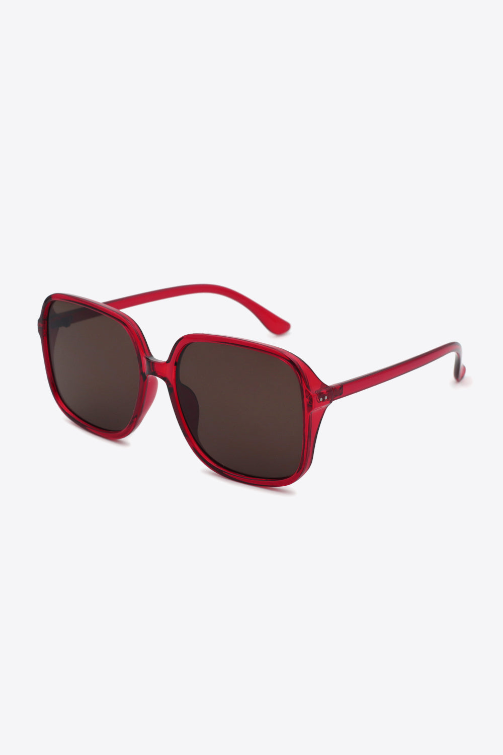 Oversized square sunglasses with polycarbonate frame and UV400 protection.