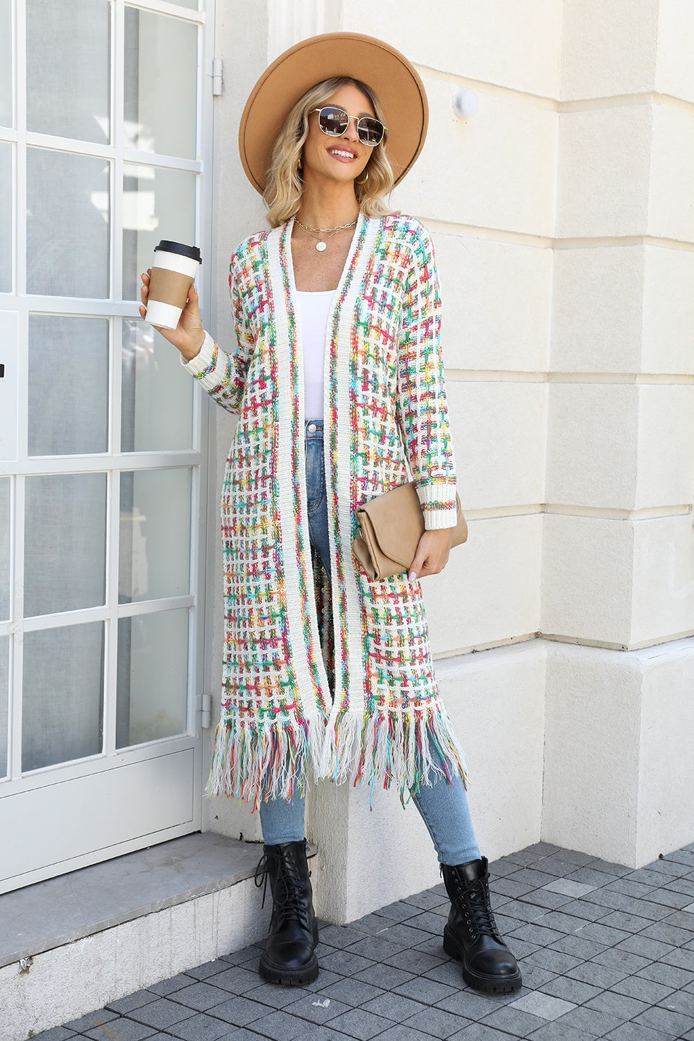 Open Cardigan - Multicolored Open Front