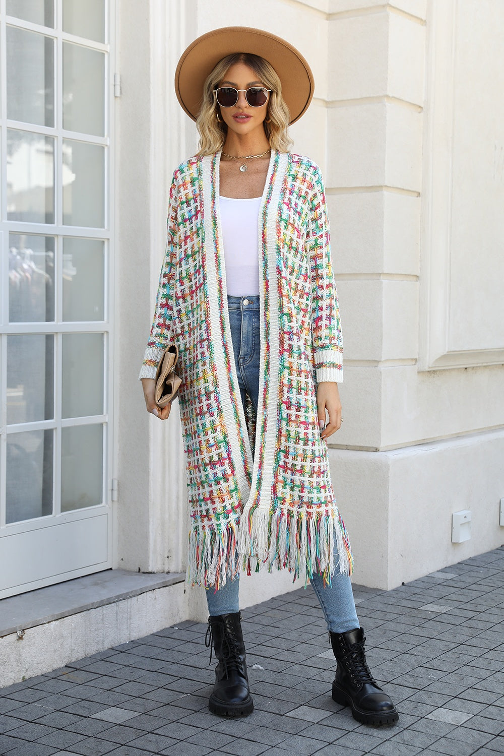 Open Cardigan - Multicolored Open Front