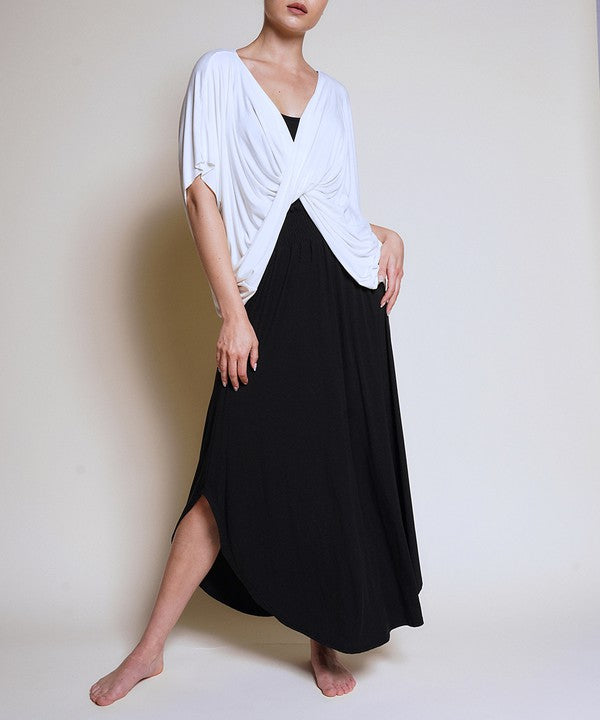 Bamboo maxi skirt with elastic waist, made from organic bamboo and spandex.