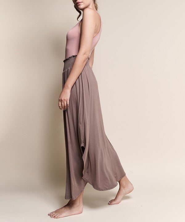 Bamboo Maxi Skirt with elastic waist, made from organic bamboo fabric.