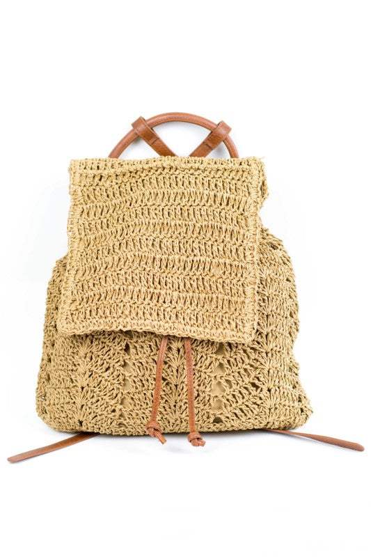 Beach Day Woven Straw Backpack