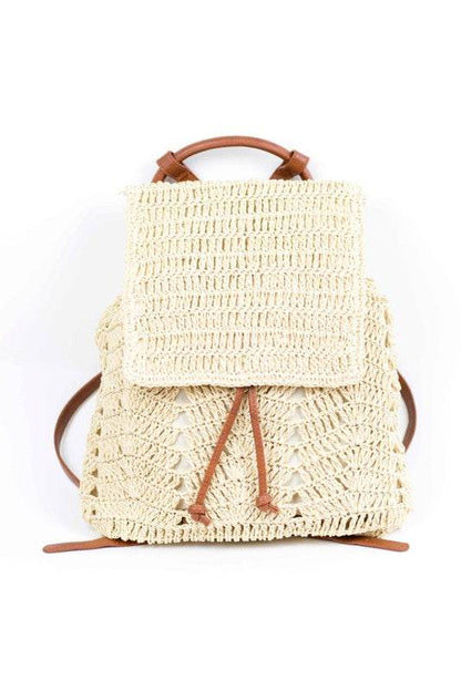 Beach Day Woven Straw Backpack