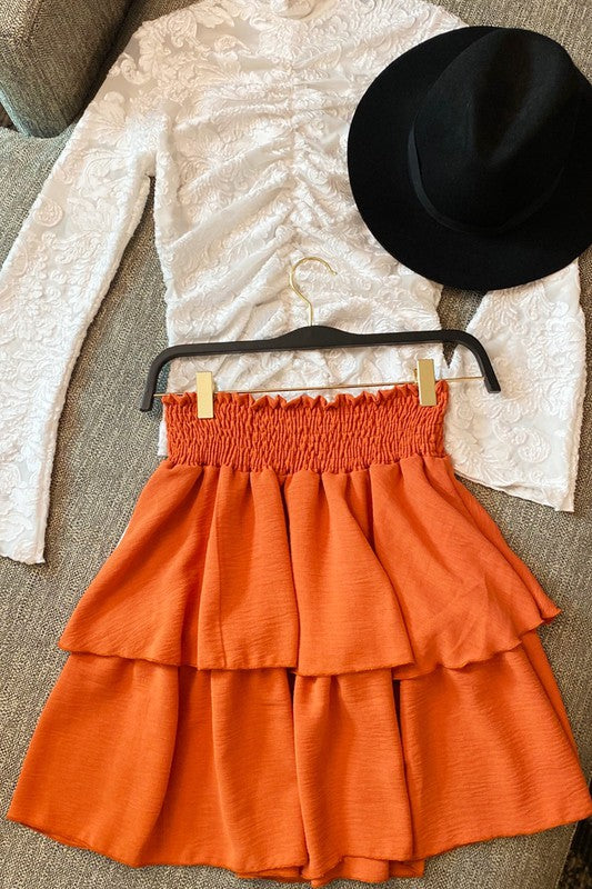 Ruffle Tiered Smocked Skirt