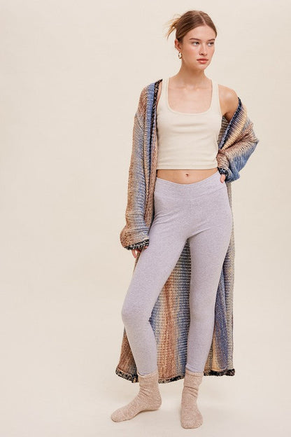 Multi Color Gradient Long Knit Open Cardigan