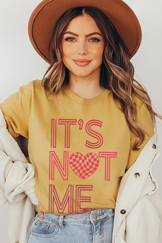 It’s Not Me It’s You Valentine's Day Graphic T-Shirt on woman with brown hat.