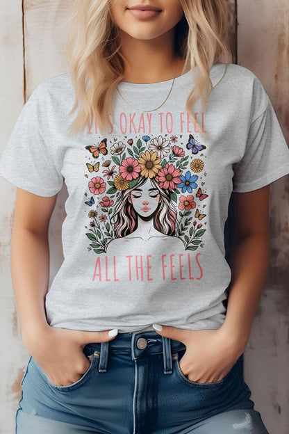 Eco-friendly boho graphic tee with nature-inspired design and motivational message.