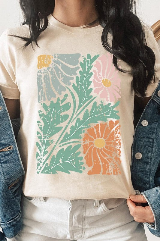 Distressed Boho Flowers Graphic Tee