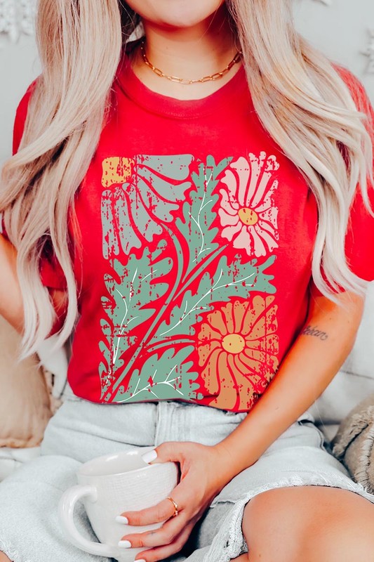 Distressed Boho Flowers Graphic Tee