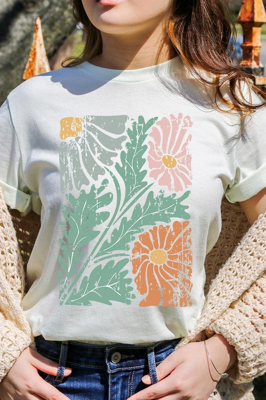 Distressed Boho Flowers Graphic Tee