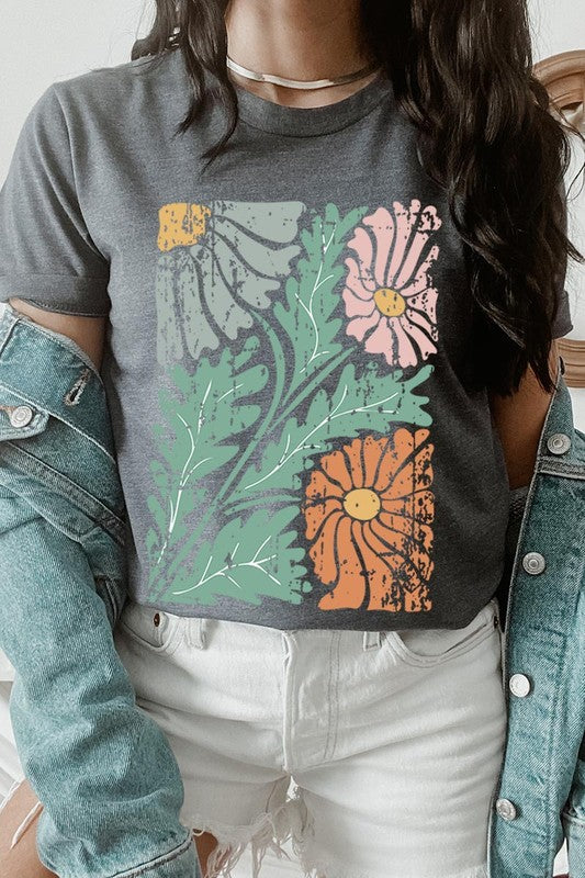 Distressed Boho Flowers Graphic Tee