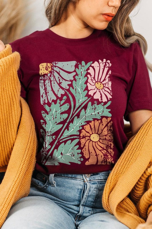 Distressed Boho Flowers Graphic Tee