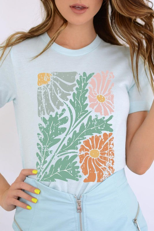 Distressed Boho Flowers Graphic Tee