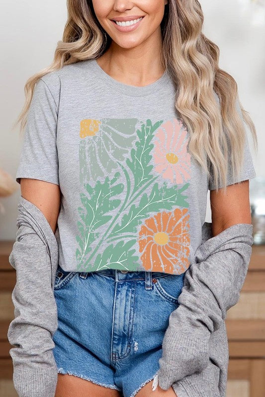 Distressed Boho Flowers Graphic Tee