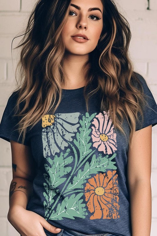 Distressed Boho Flowers Graphic Tee