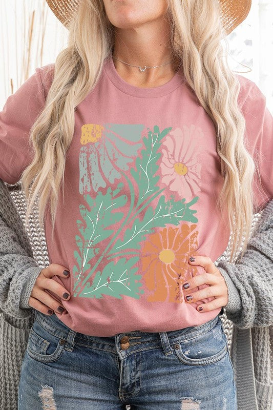 Distressed Boho Flowers Graphic Tee