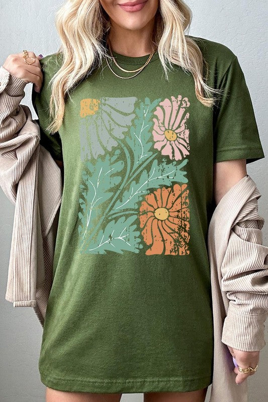 Distressed Boho Flowers Graphic Tee