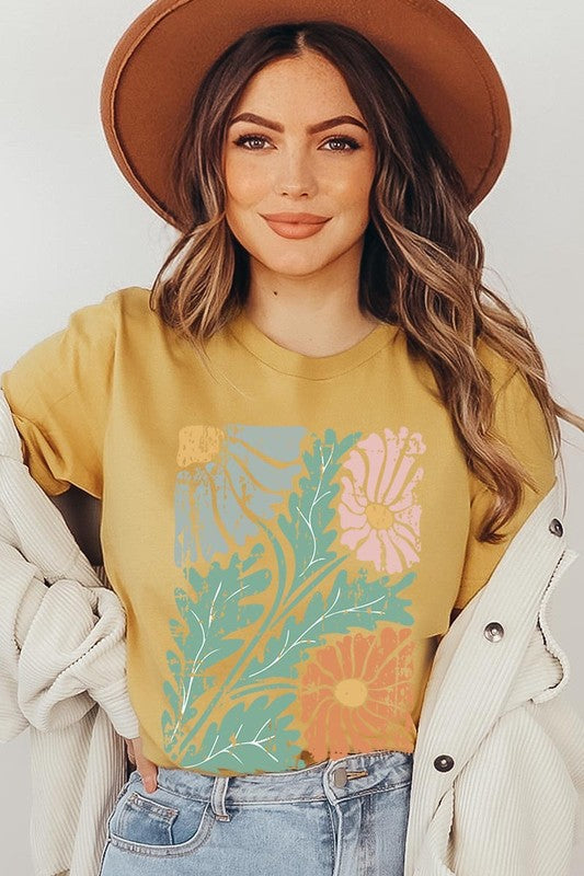 Distressed Boho Flowers Graphic Tee