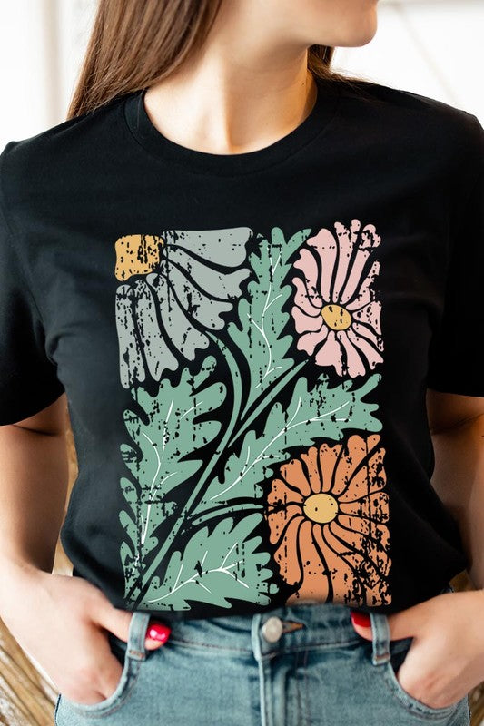 Distressed Boho Flowers Graphic Tee