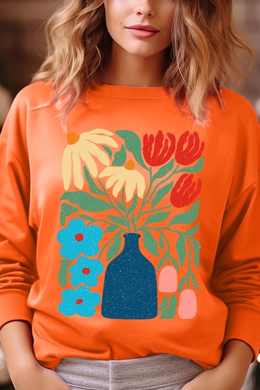 Boho Abstract Floral Graphic Sweatshirt