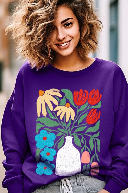 Boho Abstract Floral Graphic Sweatshirt