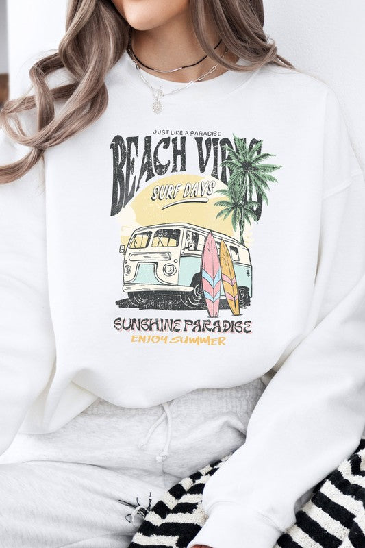 Beach Vibes Fleece Graphic Sweatshirt