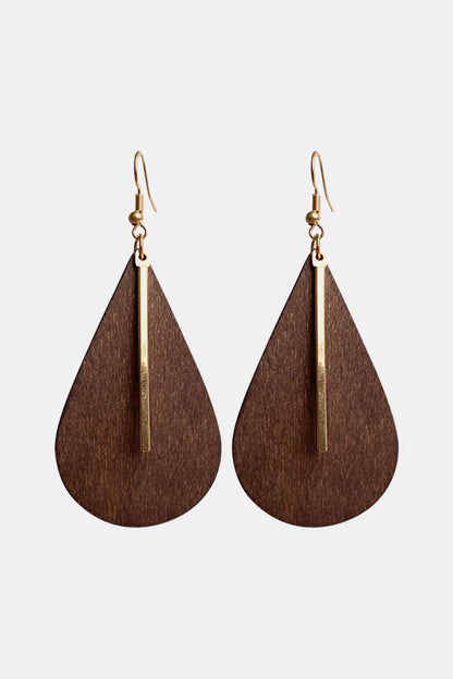 Geometrical shape wooden dangle earrings, boho chic jewelry for women.