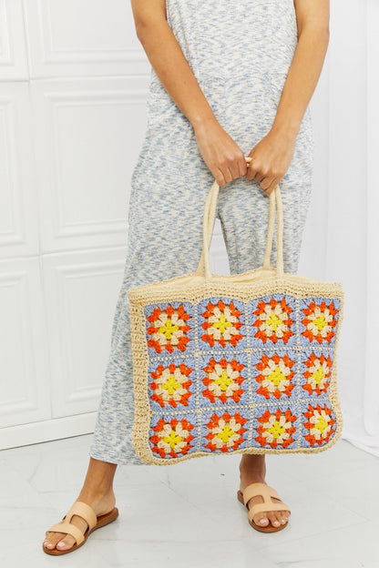 Coast Straw Tote Bag with vintage crochet design, large size, embroidery pattern, and long straps.