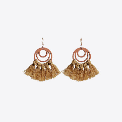 Tassel Detail Geometric Earrings with vibrant boho-chic design.