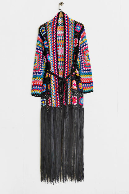 Fringe Tied Long Sleeve Cardigan