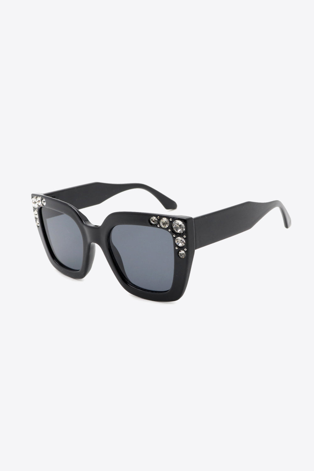 Oversized Rhinestone Sunglasses with UV400 Wayfarer Polycarbonate Frame