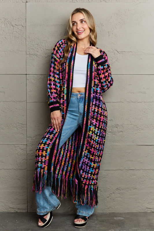 Open Cardigan - Multicolored Open Front