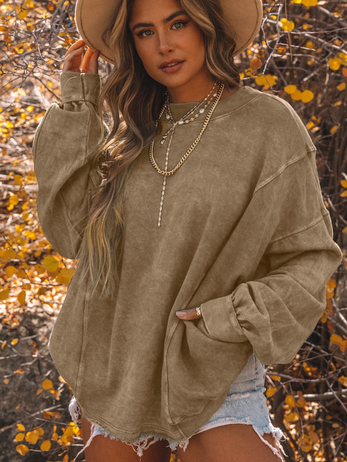 Two Way Exposed Seam Twisted Sweatshirt