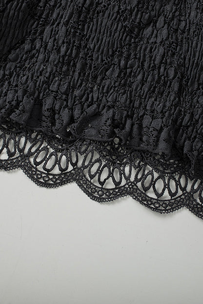 Black lace detail on boho cami top.