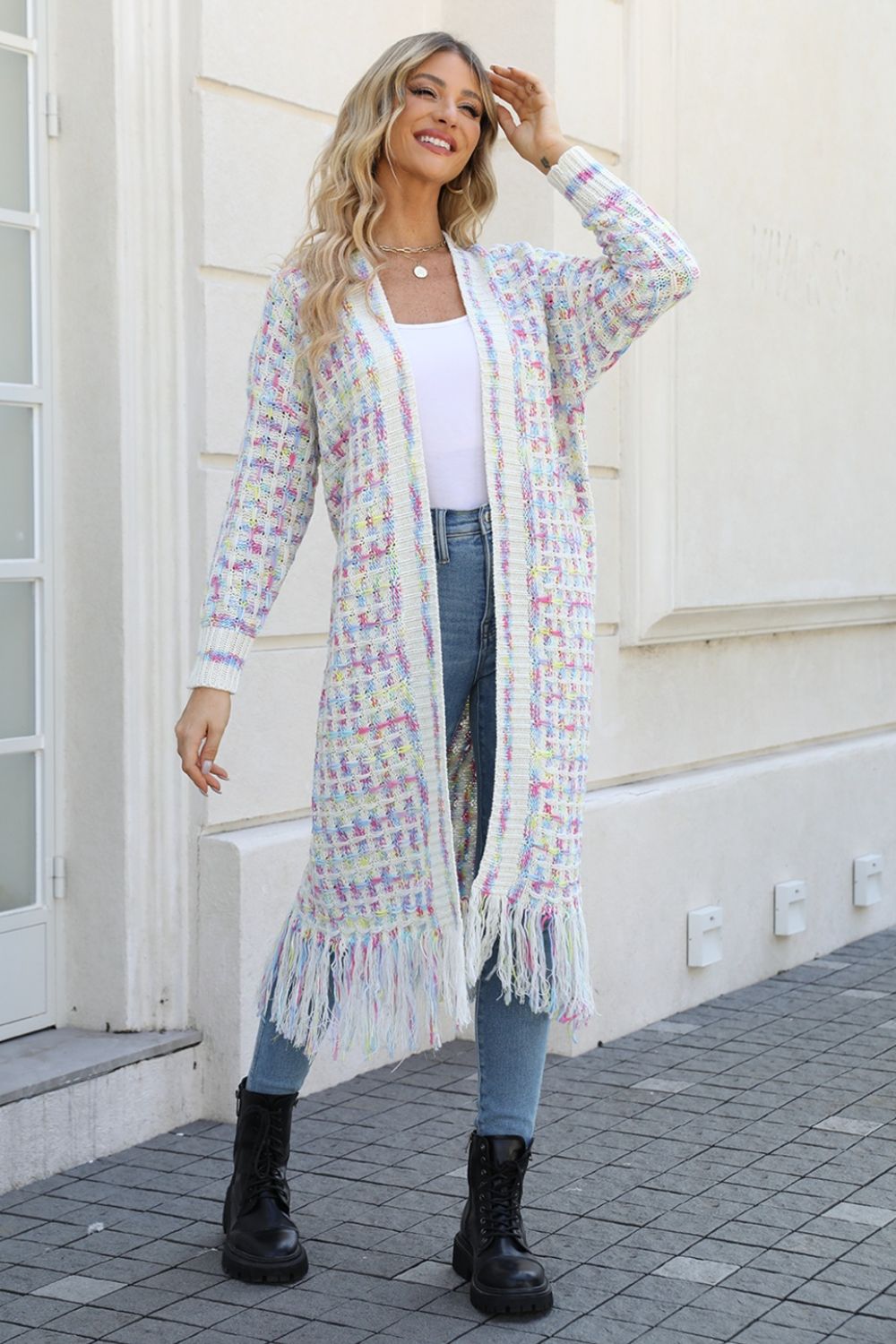 Open Cardigan - Multicolored Open Front