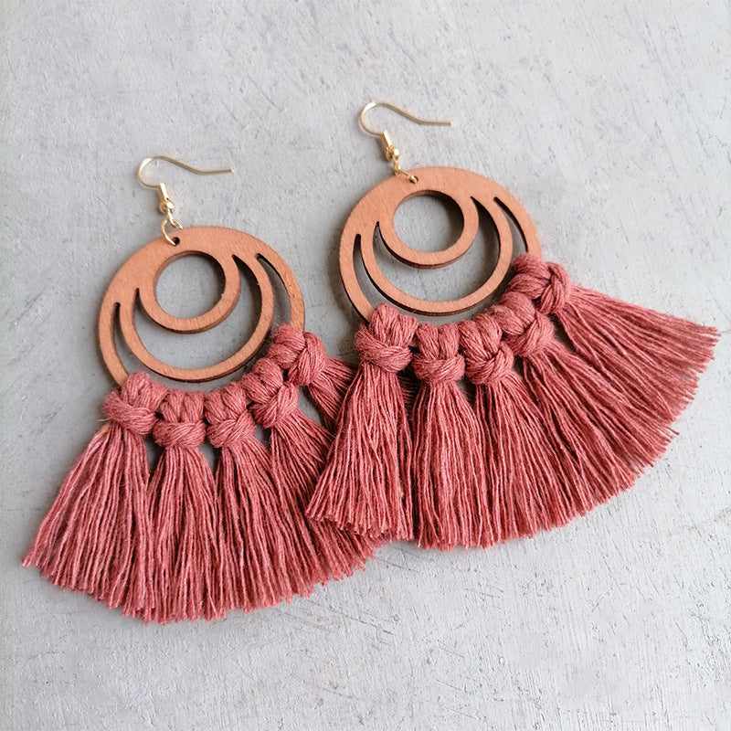 Tassel detail geometric earrings with vibrant tassels and unique boho-chic style.