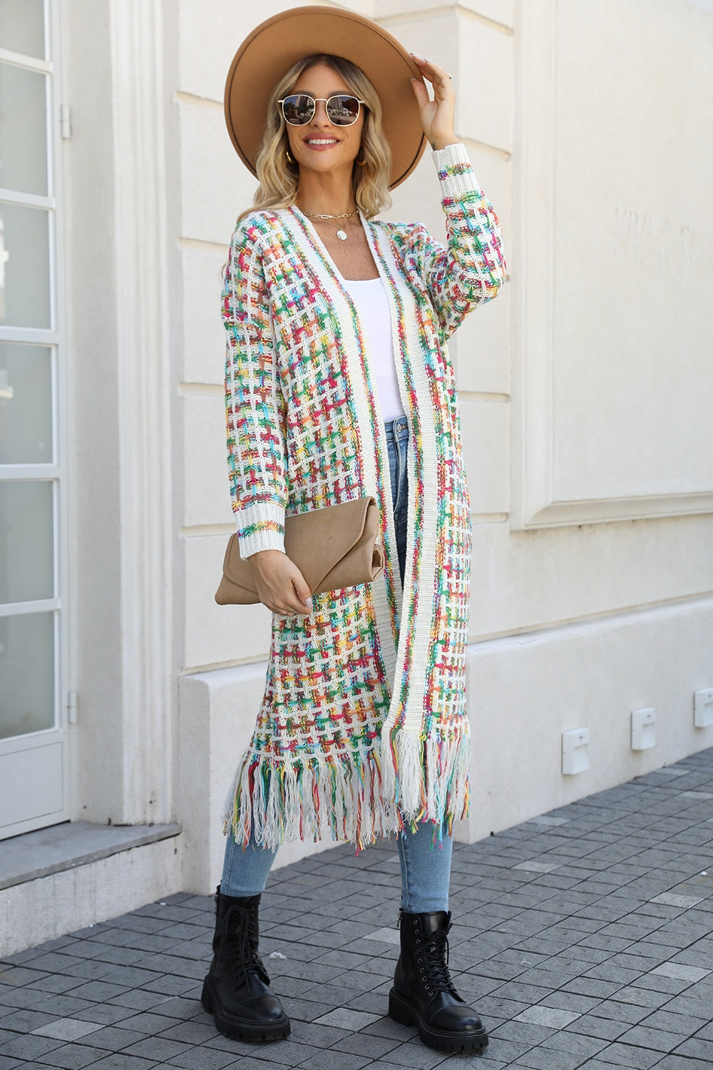 Open Cardigan - Multicolored Open Front