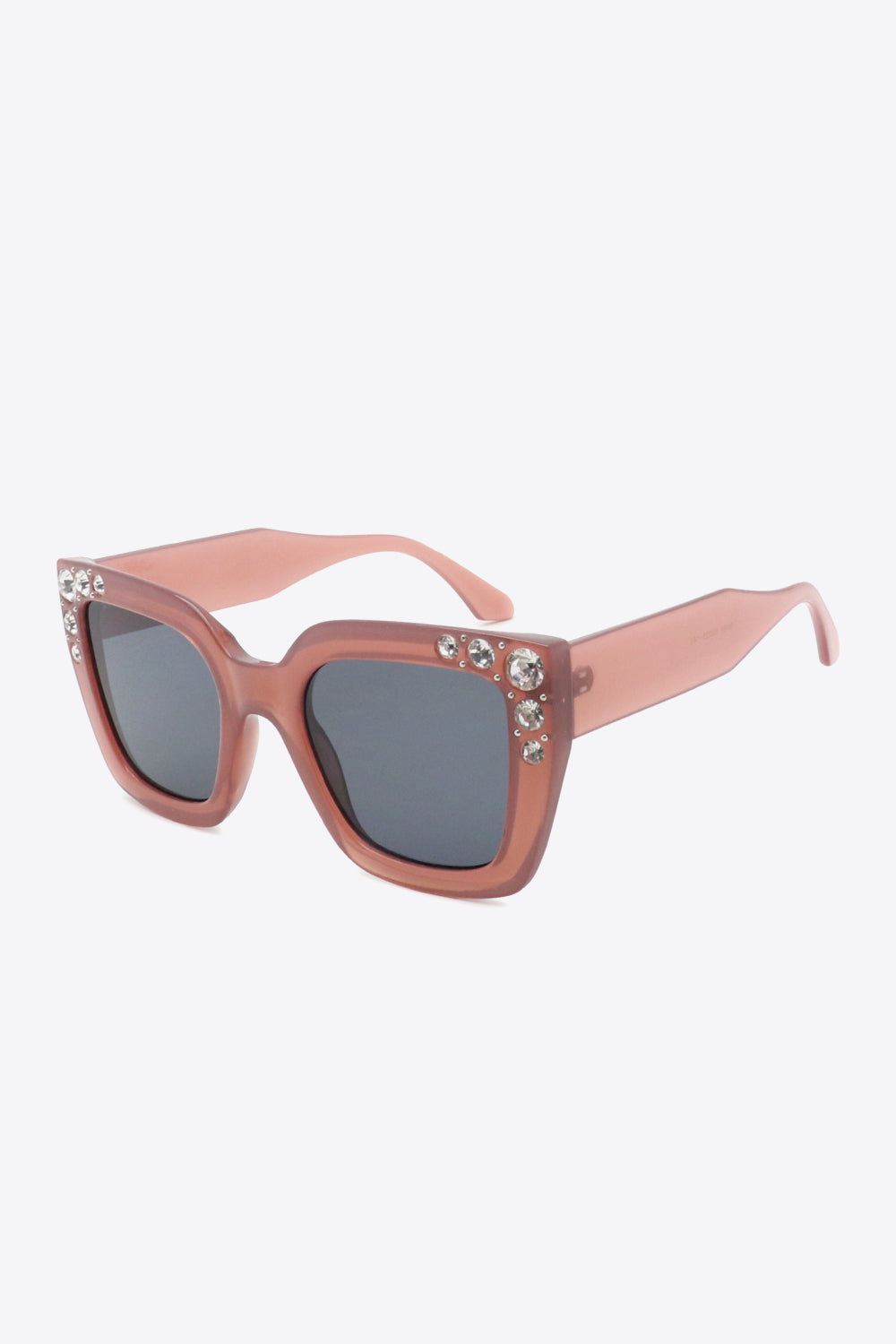 Oversized rhinestone wayfarer sunglasses with polycarbonate frame and UV400 protection.