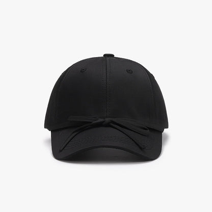 Black tied bow cotton baseball cap for women.