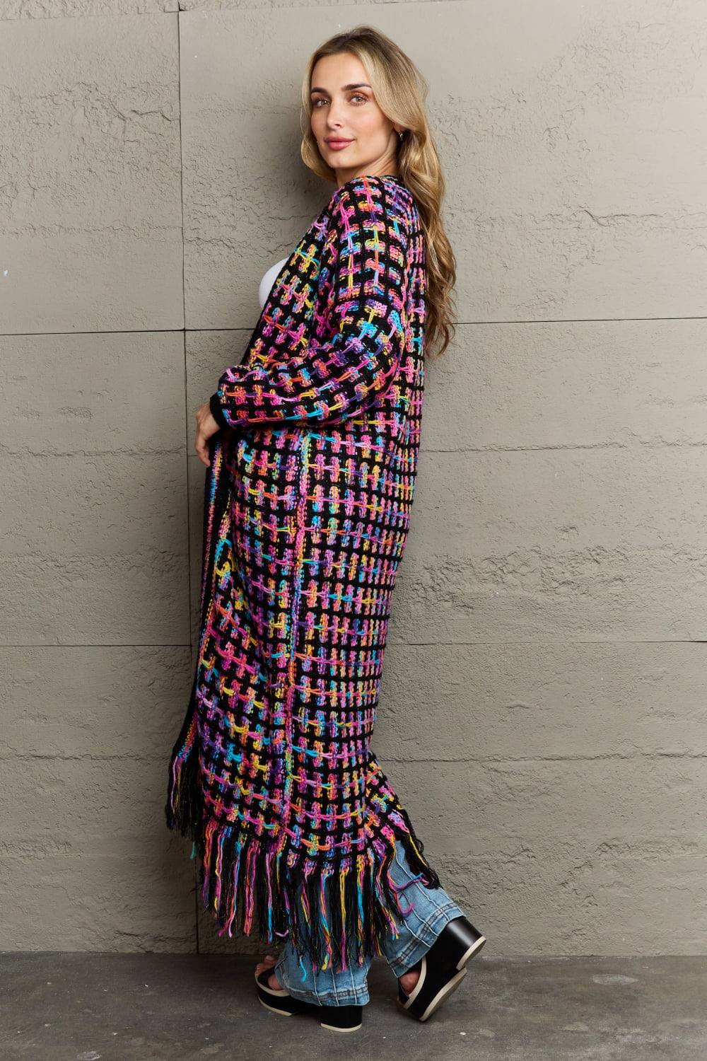 Open Cardigan - Multicolored Open Front