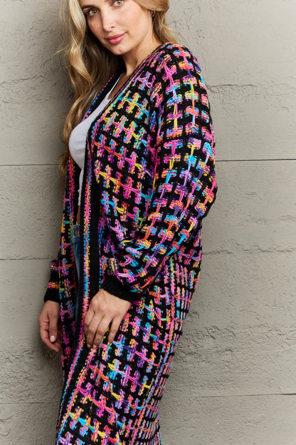 Open Cardigan - Multicolored Open Front