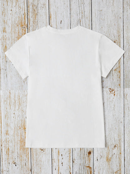 Be Kind Graphic T-Shirt in white with basic style, slightly stretchy polyester fabric, opaque material, back view.